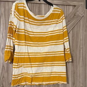 GAP Mustard and Cream Striped Top